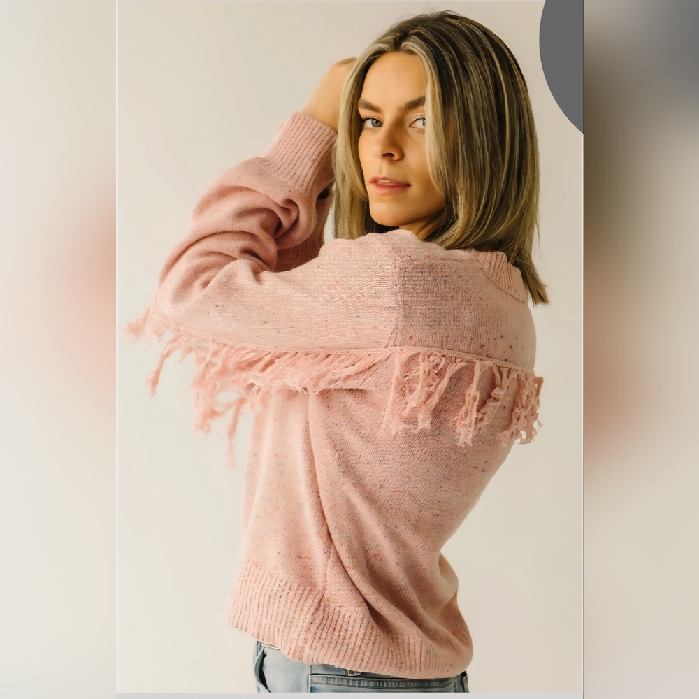 Elegant Pink Fringed Sweater for Women